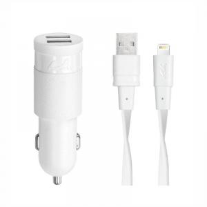 cargador-coche-2xusb-lightning-mfi-rivacase-blanco